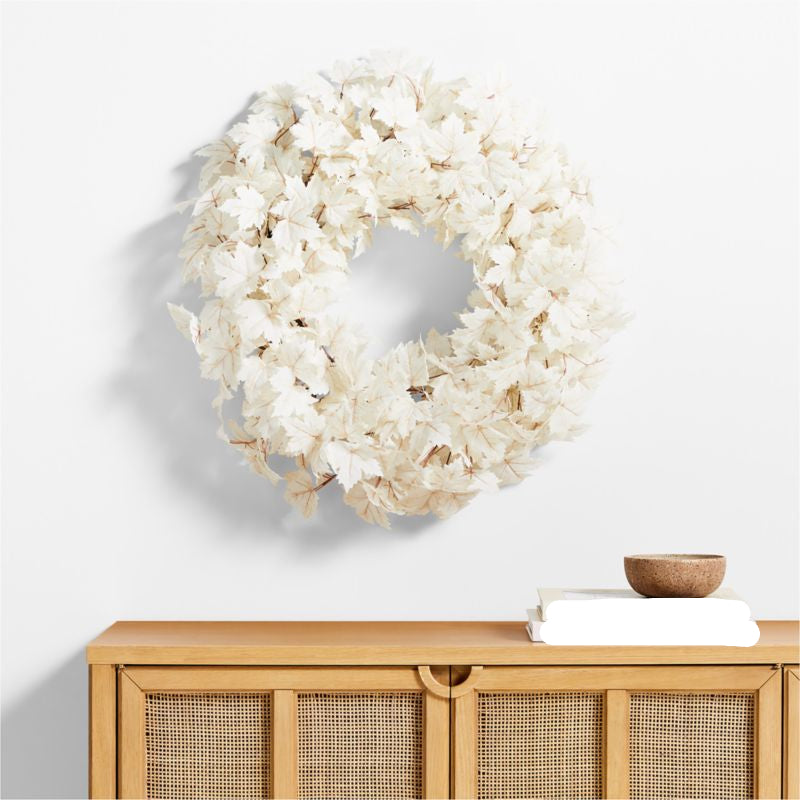 Faux Cream Maple Leaf Wreath 28'