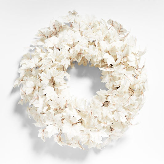 Faux Cream Maple Leaf Wreath 28'