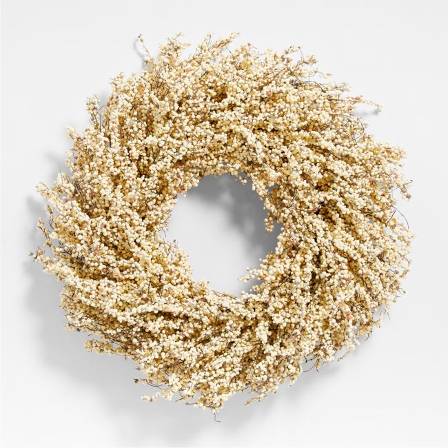 Faux White Mini Berry Wreath 32'